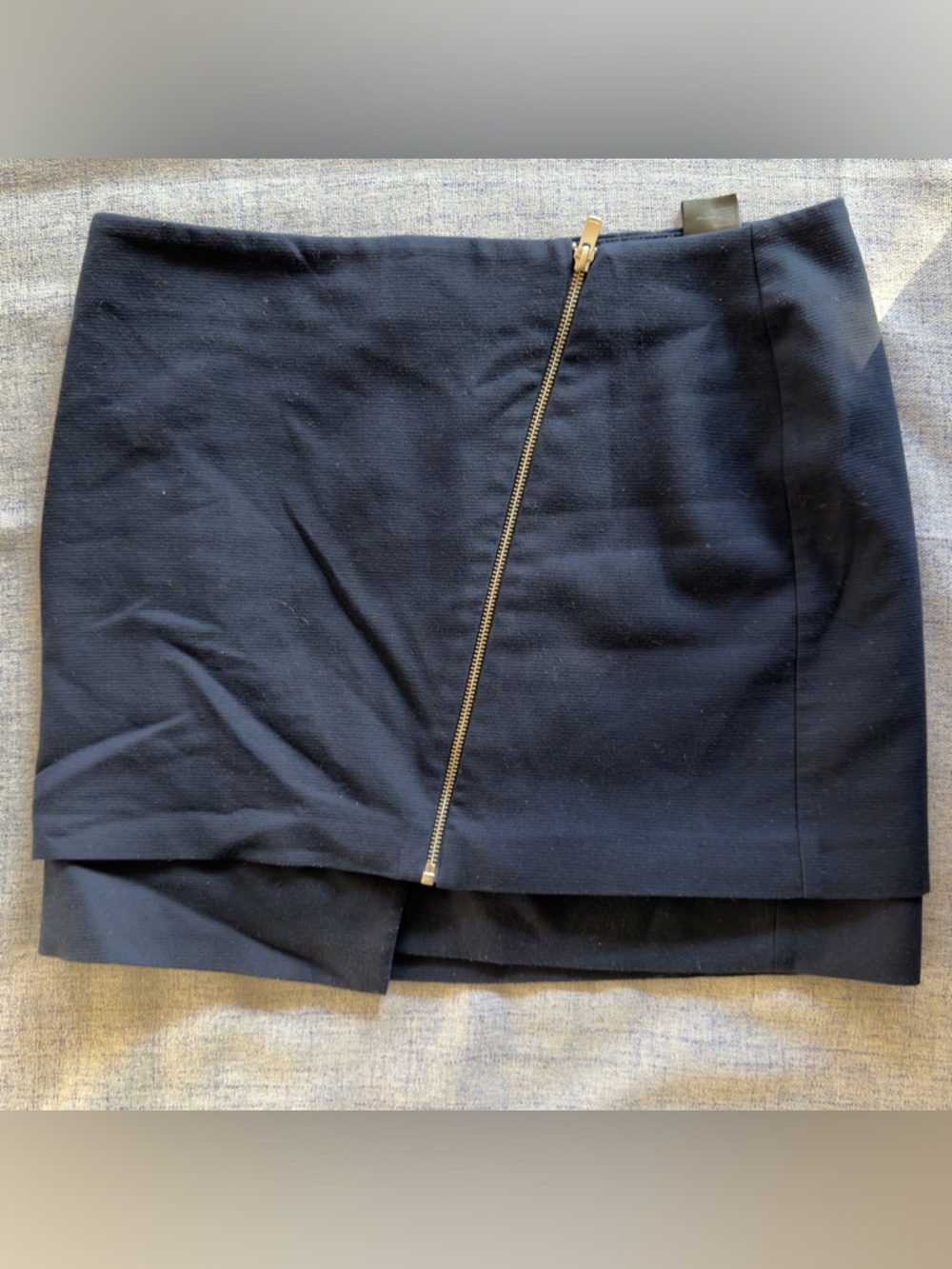 H&M Navy Mini Skirt with Diagonal Gold Zip